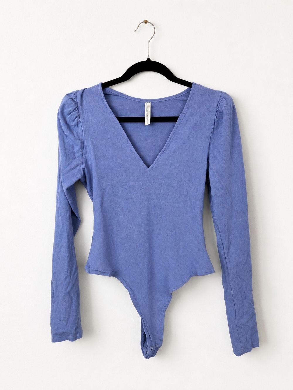 Free People Intimately Bodysuit Medium Lavender Puff Sleeve V Neck Boho